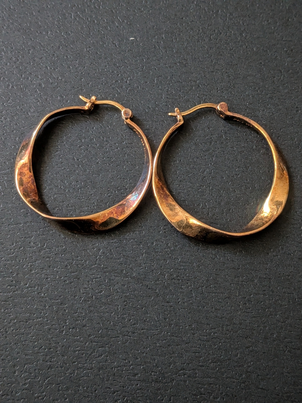 Vintage Sterling Silver 925 Gold Plated Twisted Hoop Earrings 40mm